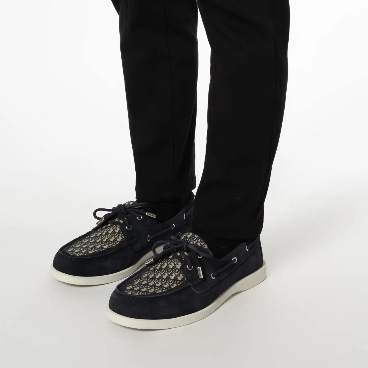 Dior Granville Suede & Canvas Boat Shoe, Grey Dior Granville - Shoes - Man | DIOR main image 2