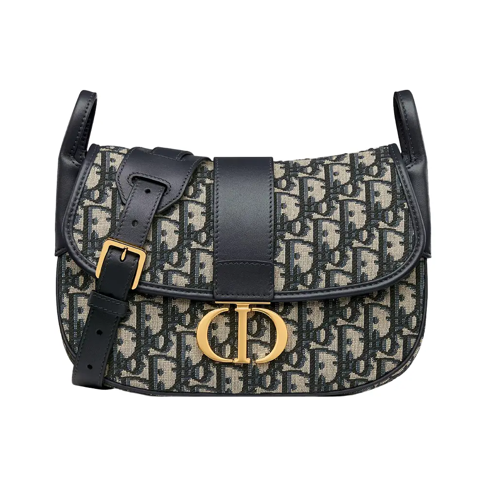 Christian Dior 30 Montaigne Avenue Bag Oblique Jacquard Blue Beige