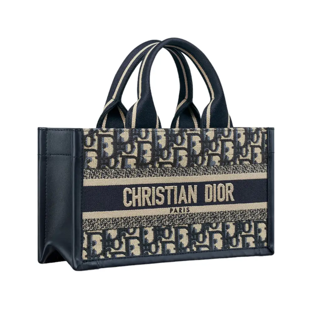 Christian Dior East-West D Book Tote with Strap Oblique Embroidery