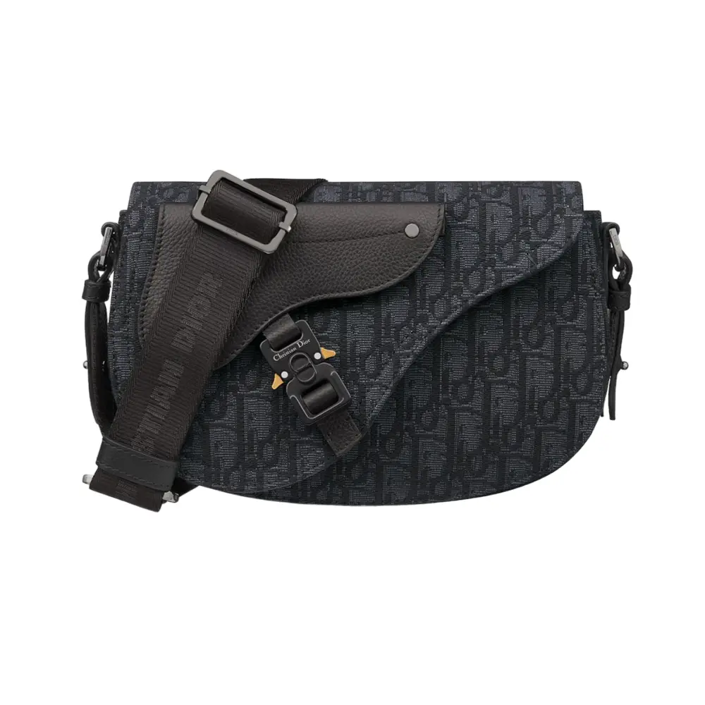 Christian Dior Saddle Oblique Jacquard Messenger Bag Grained