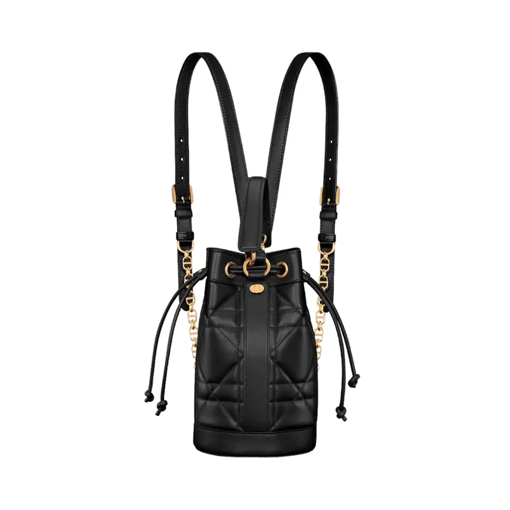 Christian Dior Small Backpack Supple Maxicannage Calfskin Black