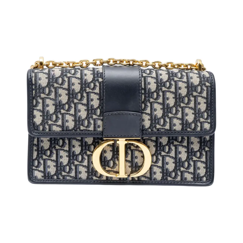 Christian Dior 30 Montaigne Chain Bag Oblique Jacquard Blue –