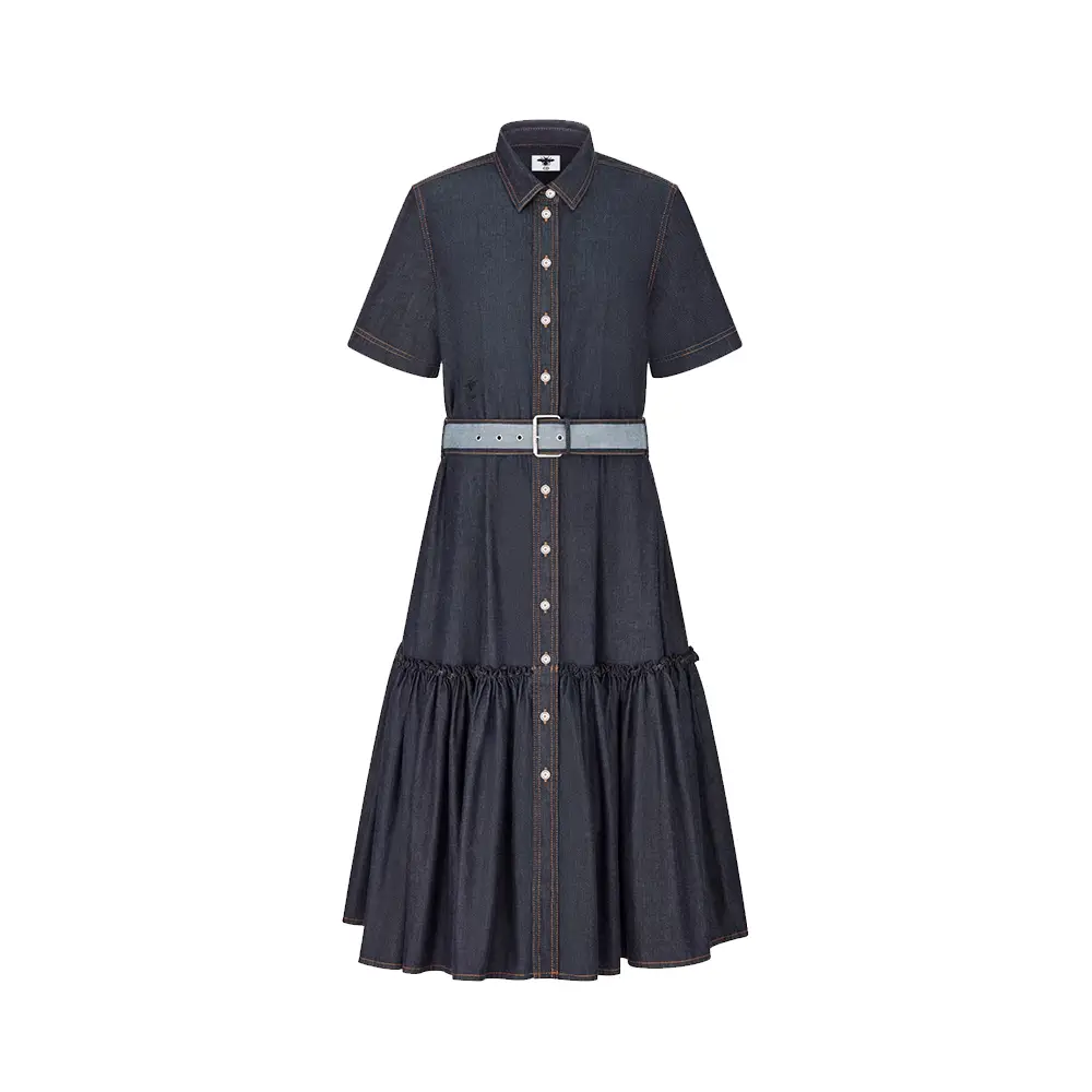 white christmas dresses Christian Dior - Dark Blue Denim Overalls Dress main image 1