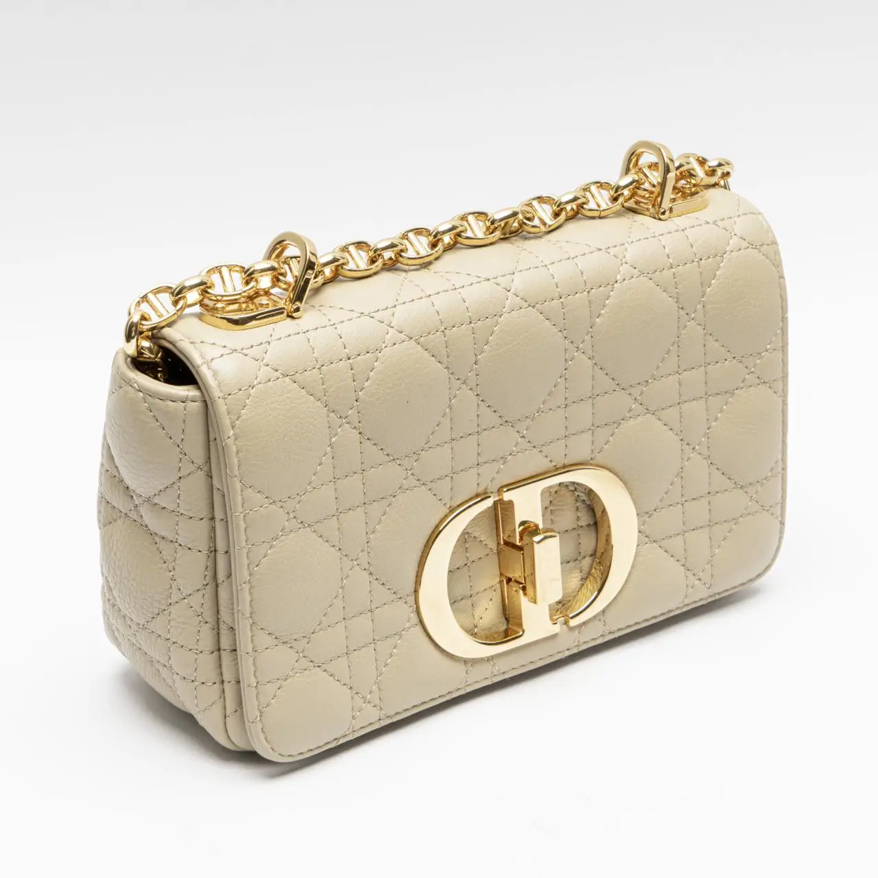 Christian Dior Small D Caro Bag Supple Cannage Calfskin Beige 