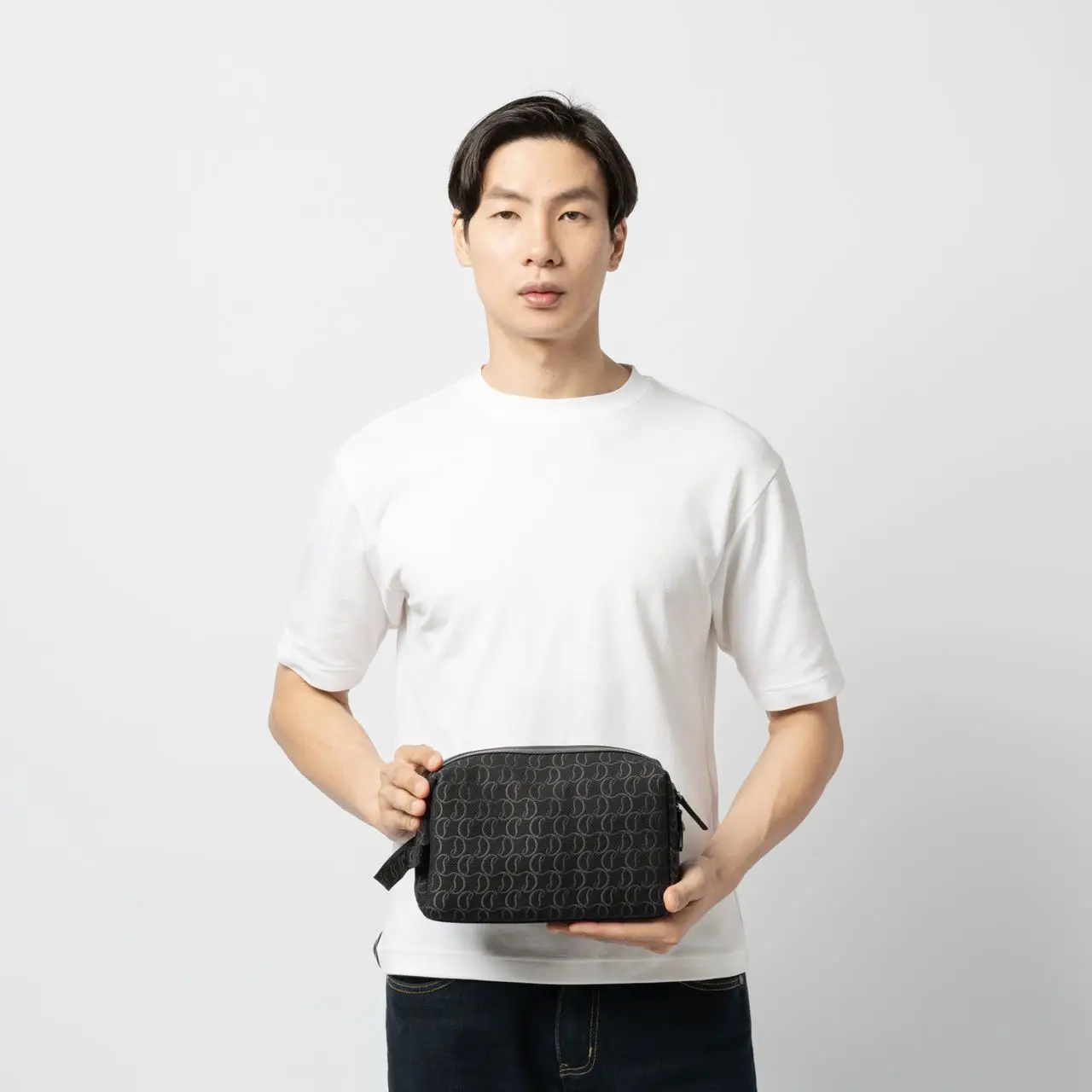 Christian Louboutin Zip N Flap Monogram Jacquard Pouch Bag 