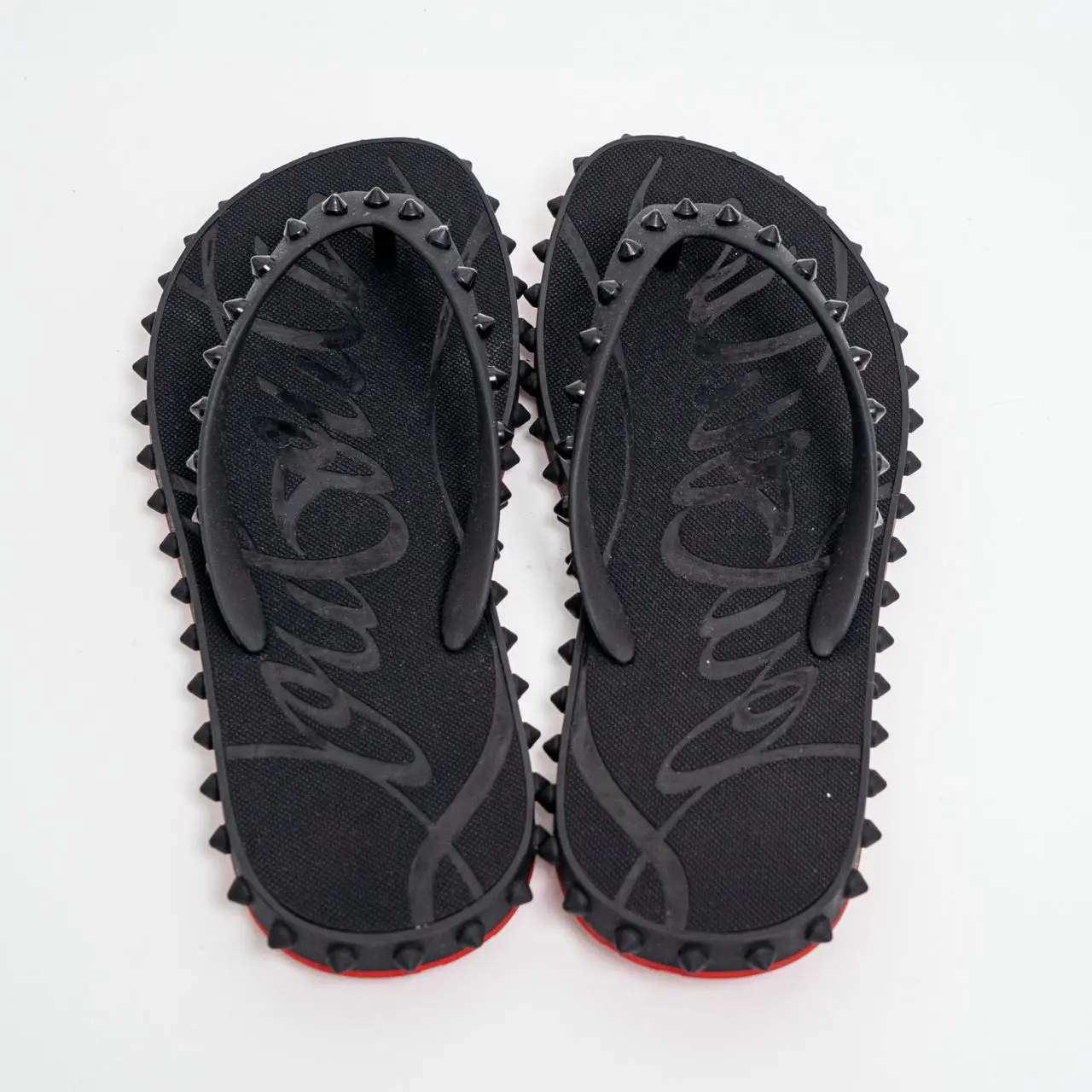 Christian Louboutin Super Loubi Flip Rubber Sandal Black Women 