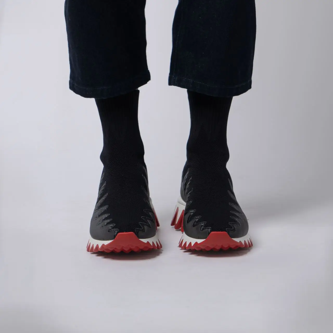 Christian Louboutin Sharky Sock Mesh Sneakers Black Women – voilà.id