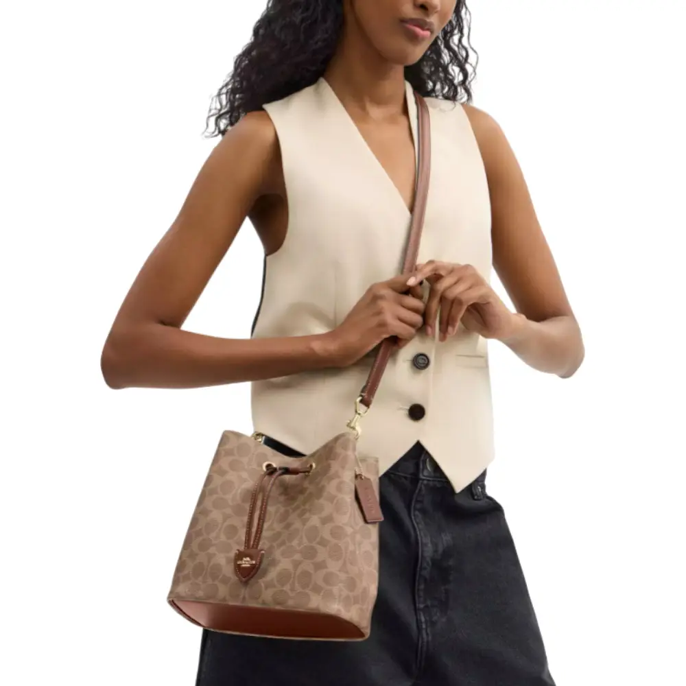 COACH Rowan Bucket Bag シグネチャー キャンバス ブラウン COACH 