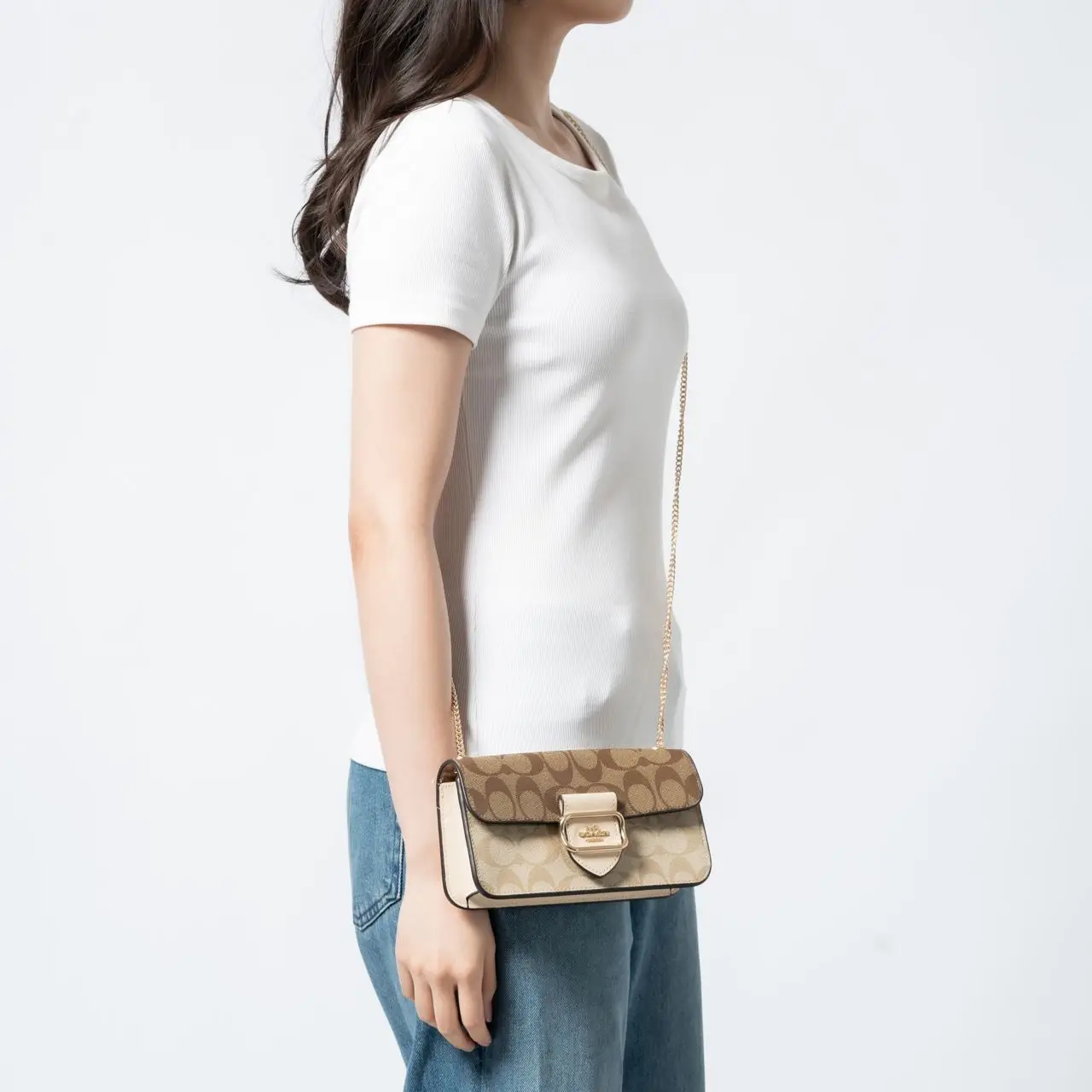 Coach Morgan Crossbody Chain Strap Signature Colorblock Light 