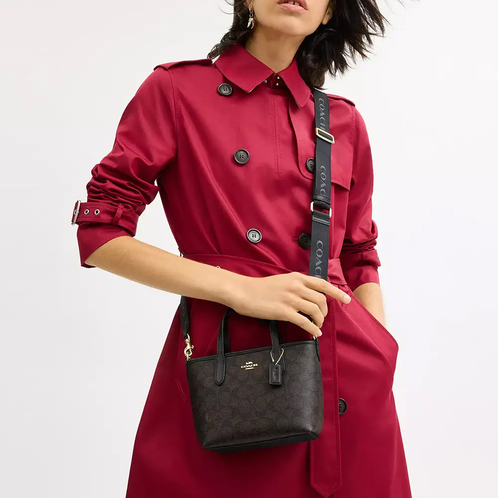 Coach City Mini Handbag In Signature Canvas Walnut/Black – voilà.id