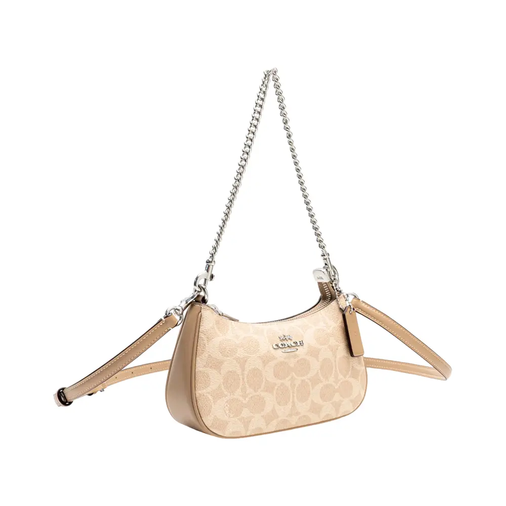 Teri Signature Canvas Mini Shoulder Bag Sand Taupe