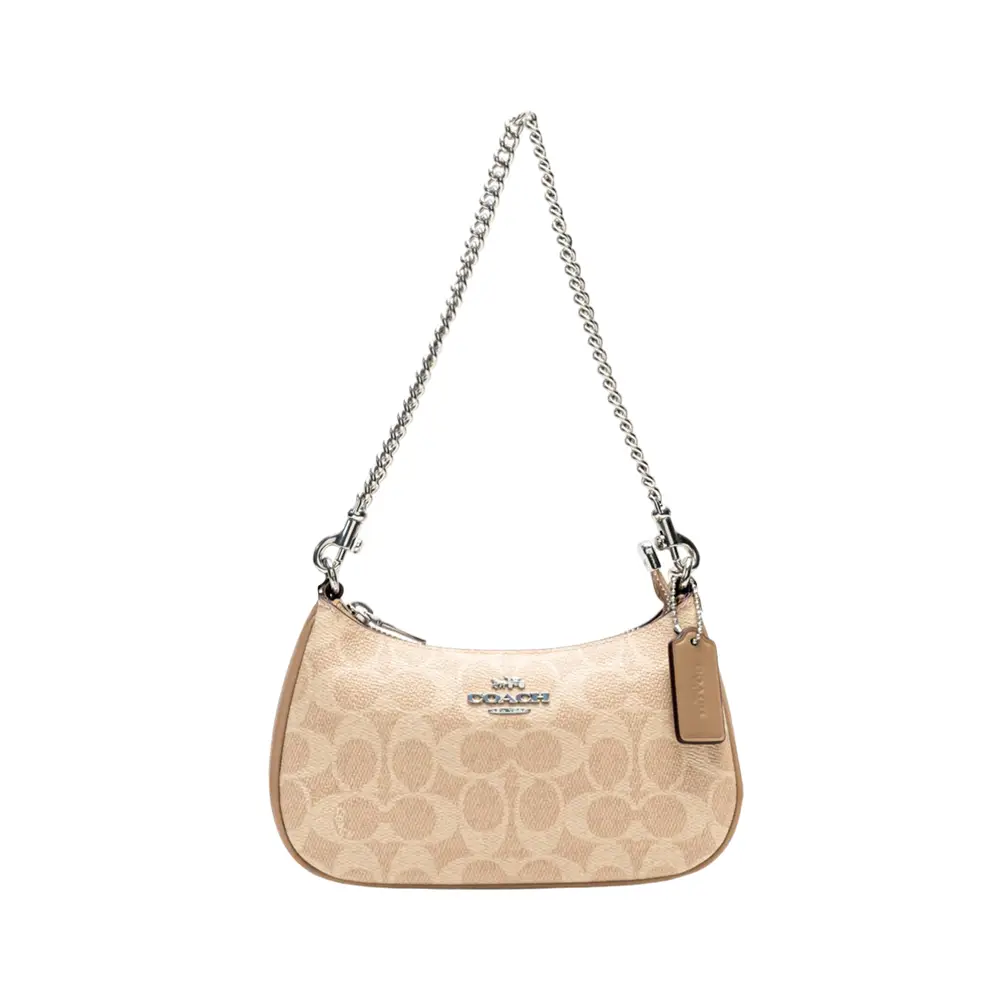 Teri Signature Canvas Mini Shoulder Bag Sand Taupe