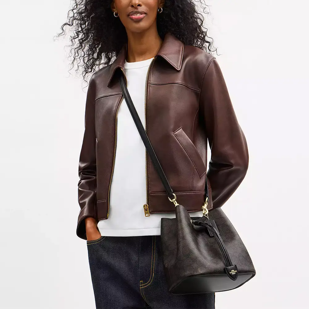 COACH Rowan Bucket Bag シグネチャー キャンバス ブラウン COACH 