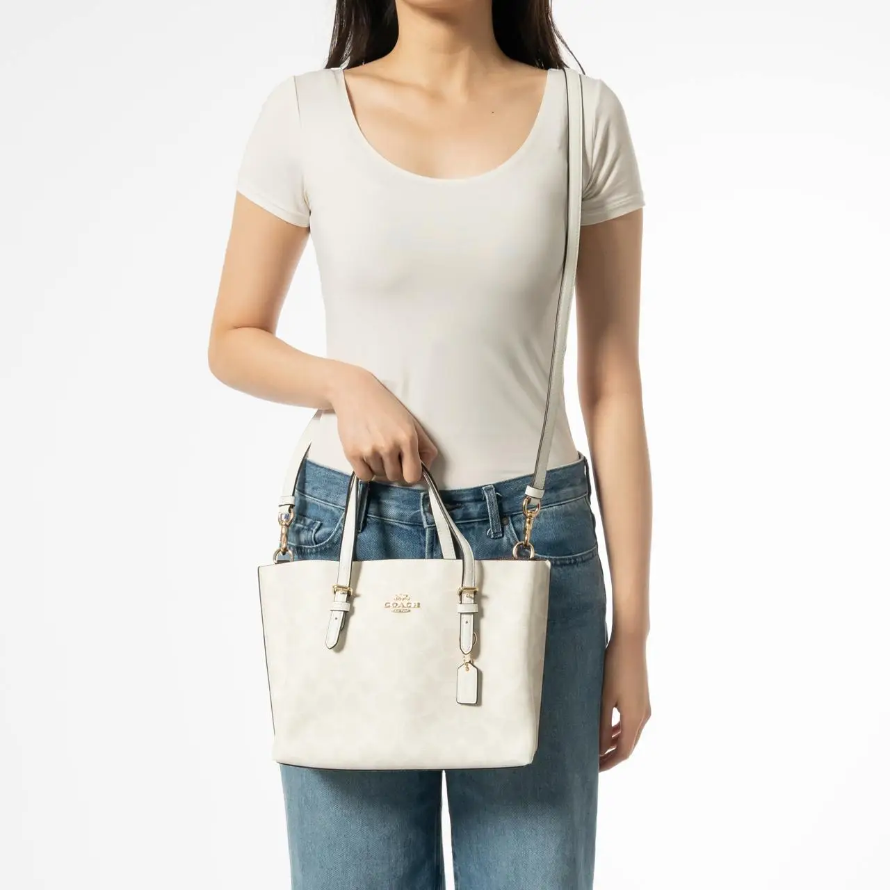 人気】COACHトートバッグ「MOLLIE TOTE 25」 ホワイト美品✨ Coach 