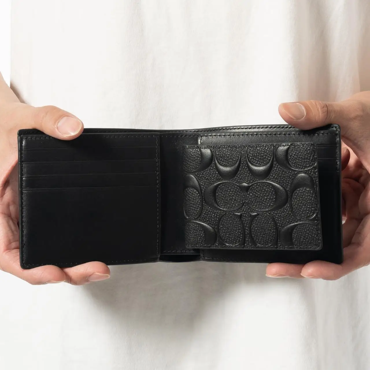Coach 3 in 1 Wallet Signature Embossed Leather Black – voilà.id