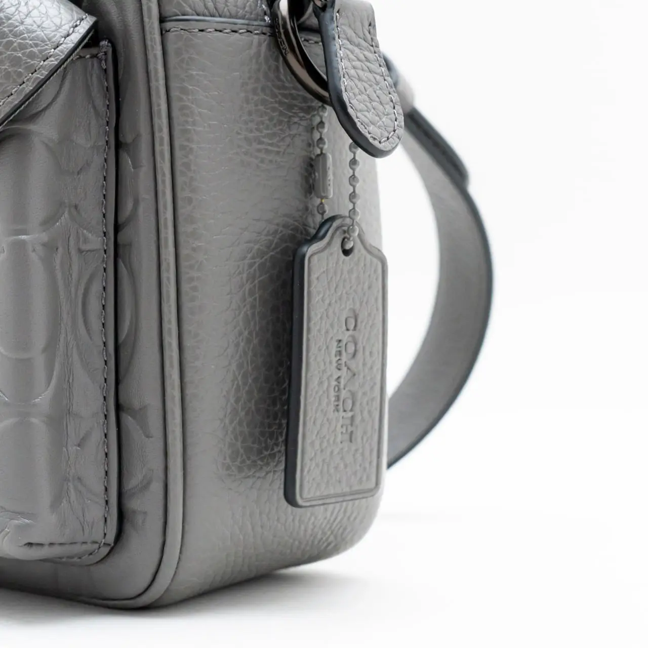 Coach Warner Crossbody Bag in Signature Leather Embossed Charcoal 
