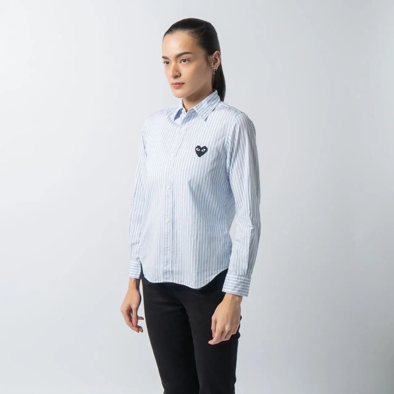 Black Heart Comme Des Garcons Striped Long Sleeve Black Heart 