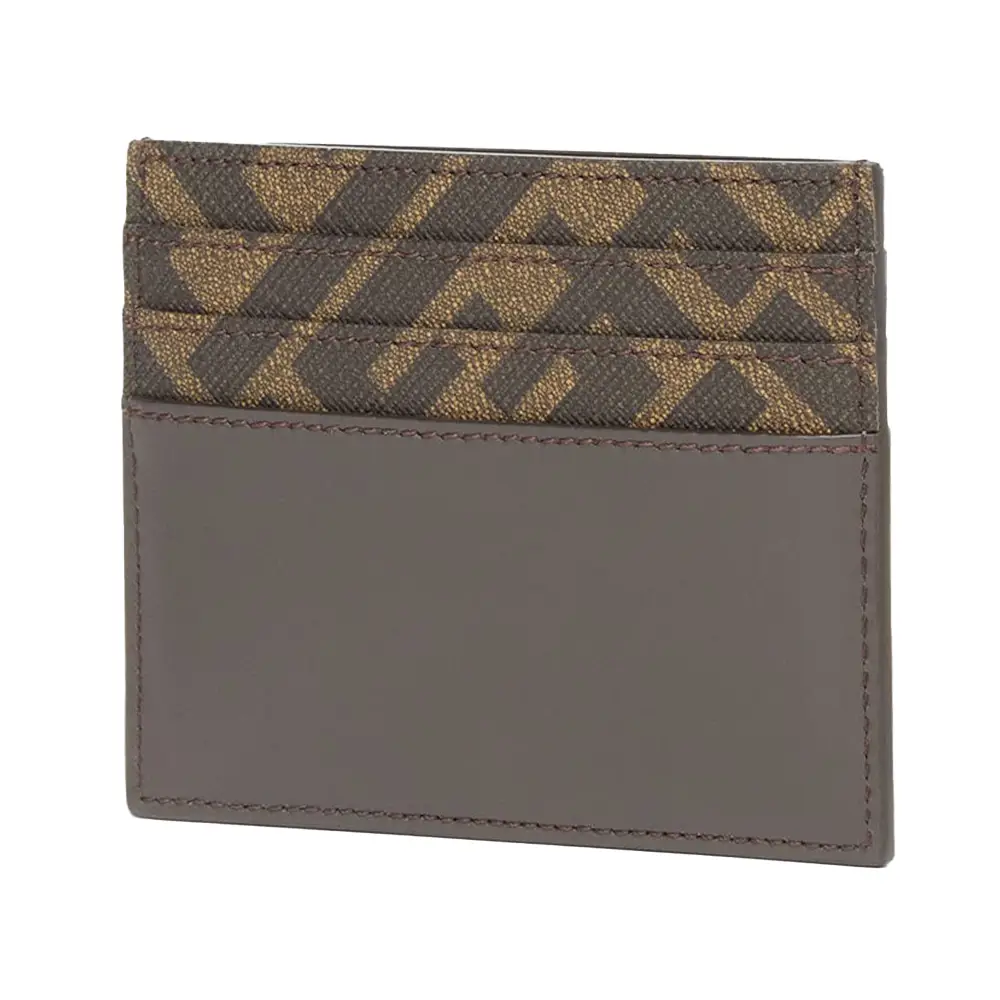 FF Squared Leather Card Holder Brown