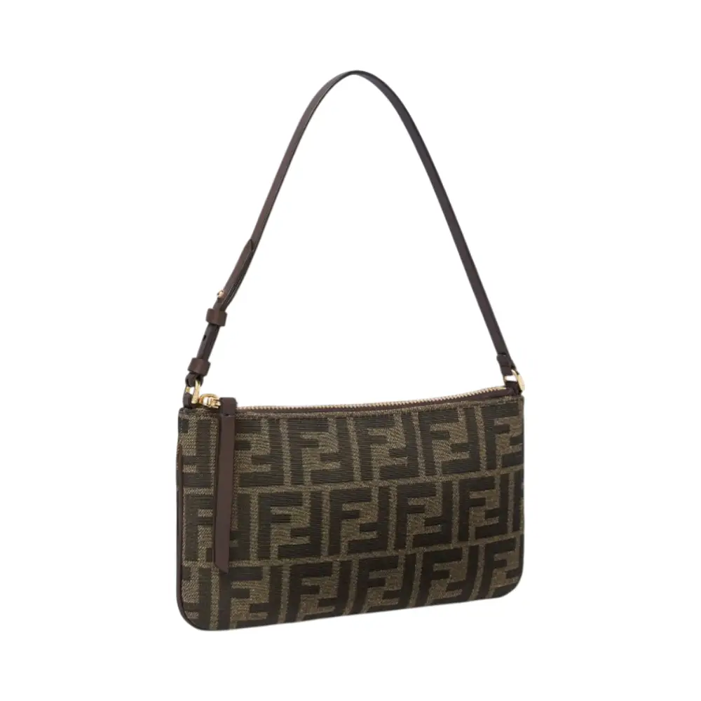 Fendi FF Jacquard Flat Baguette Fabric Pouch Tobacco Brown – voilà.id
