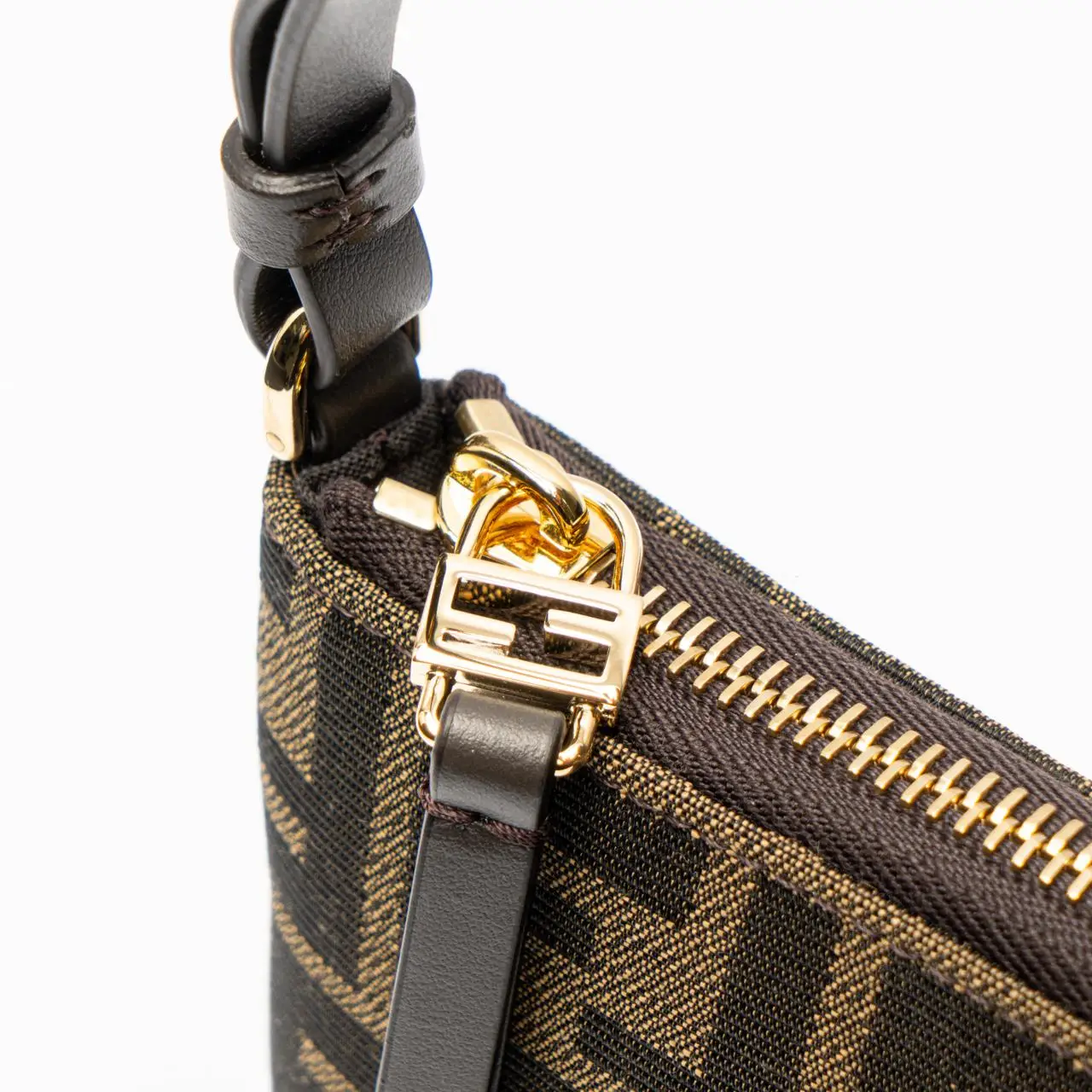 flat baguette pouch tobacco brown ff jacquard fabric pouch Fendi FF Jacquard Flat Baguette Fabric Pouch Tobacco Brown – voilà.id