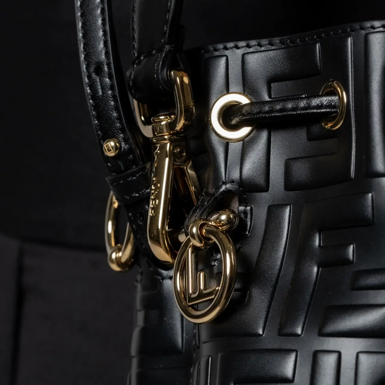 Fendi Mini Mon Tresor FF Logo Embossed Black – voilà.id