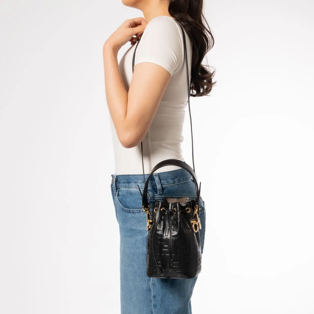 Fendi Mini Mon Tresor FF Logo Embossed Black – voilà.id