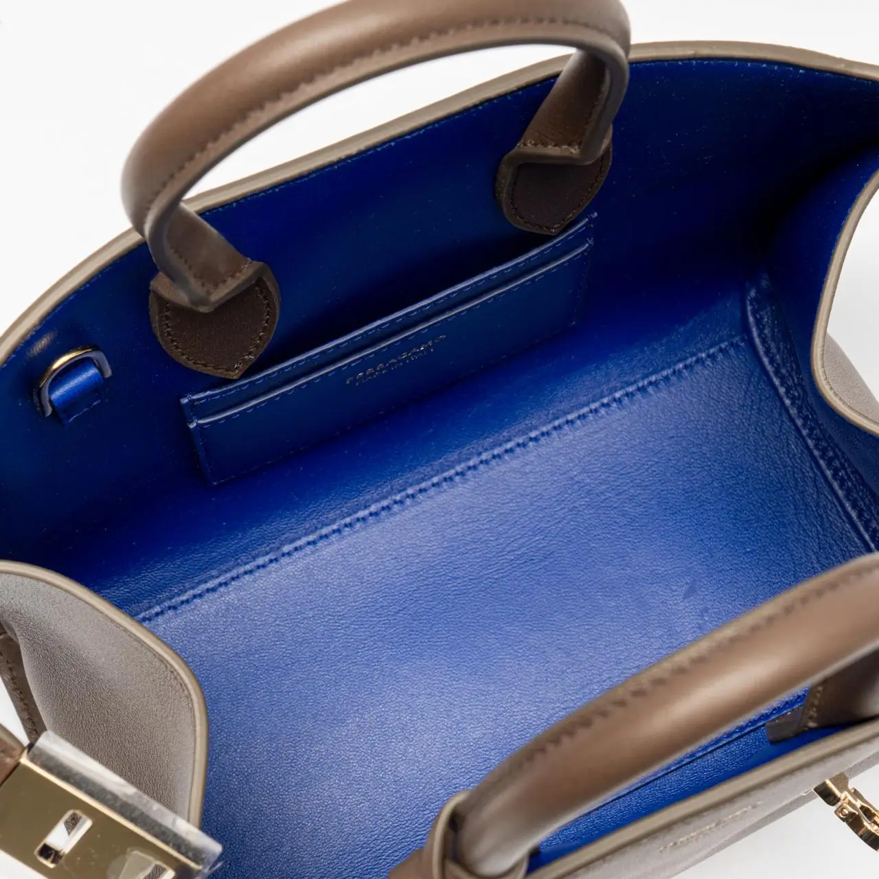 Ferragamo Hug Extra Small Calfskin Handbag Clay/Lapis lazuli 