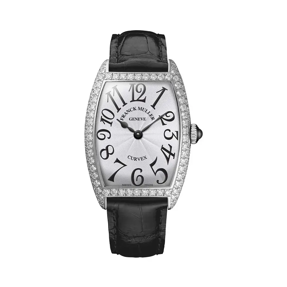 Cintree Curvex 1752 Steel White Diamond Black Strap
