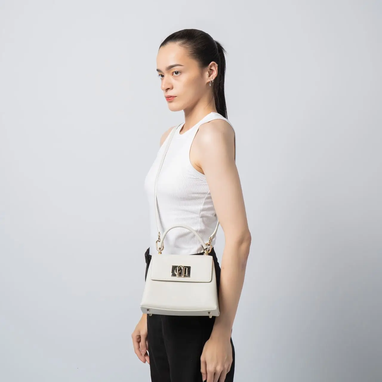 Sac à Main FURLA 1927 Mini Top Handle Bag XS – Couleur Marshmallow, Cuir, Neuf Avec étiquettes