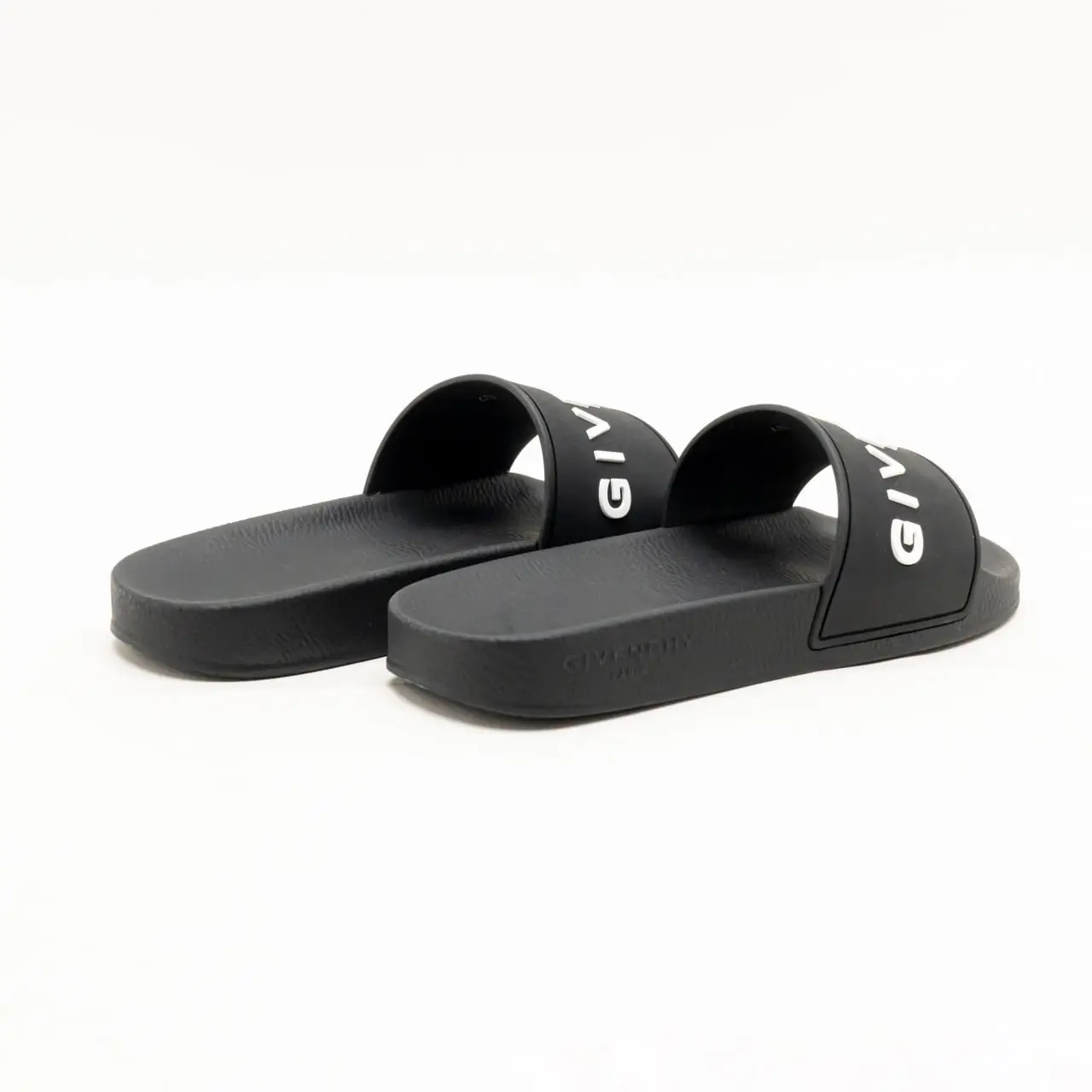 Givenchy Mens Pool Flat White Black Logo Rubber Beach Sandal Slide Slip On 45 12 GIVENCHY Logo-Embossed Rubber Slides for Men | MR PORTER main image 2