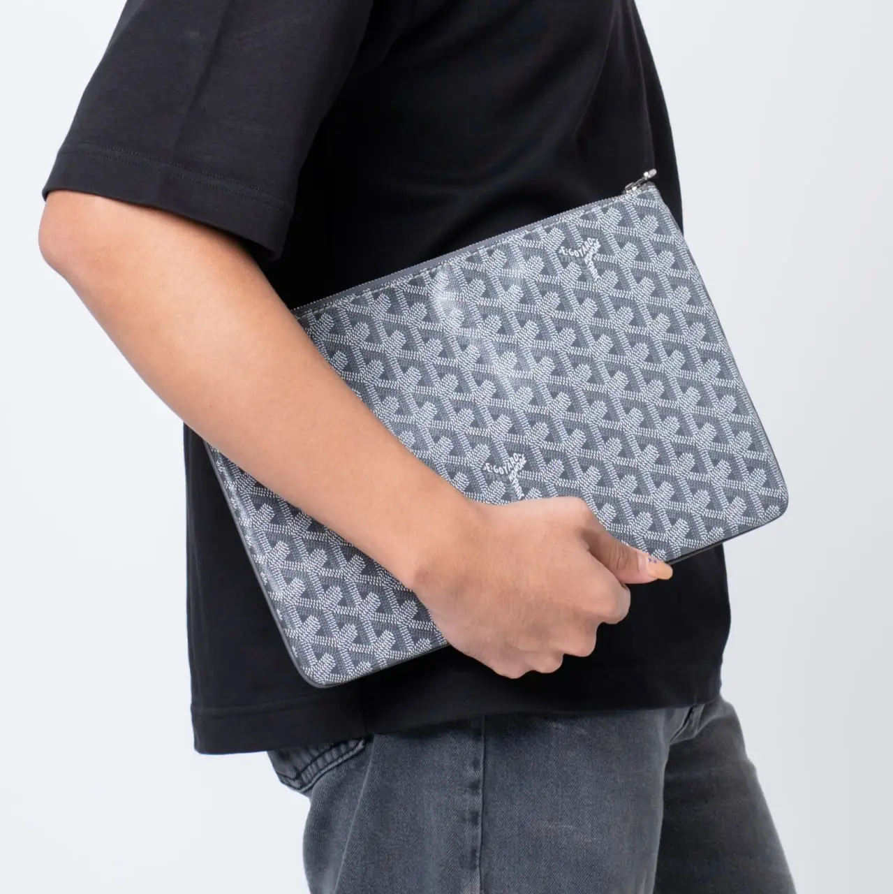 Goyard Pouch Images Goyard Senat MM Flat Pouch Grey –