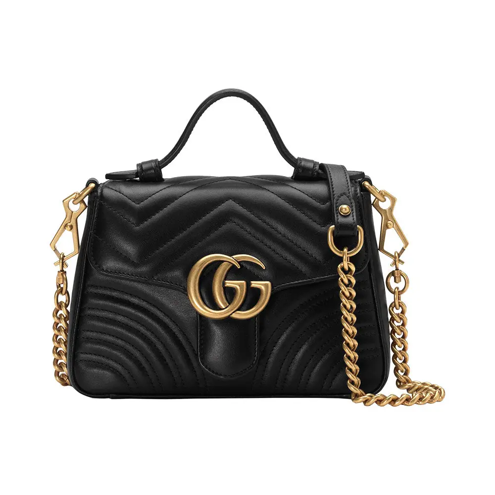 Gucci GG Marmont Small Top Handle Bag Black Ghw –