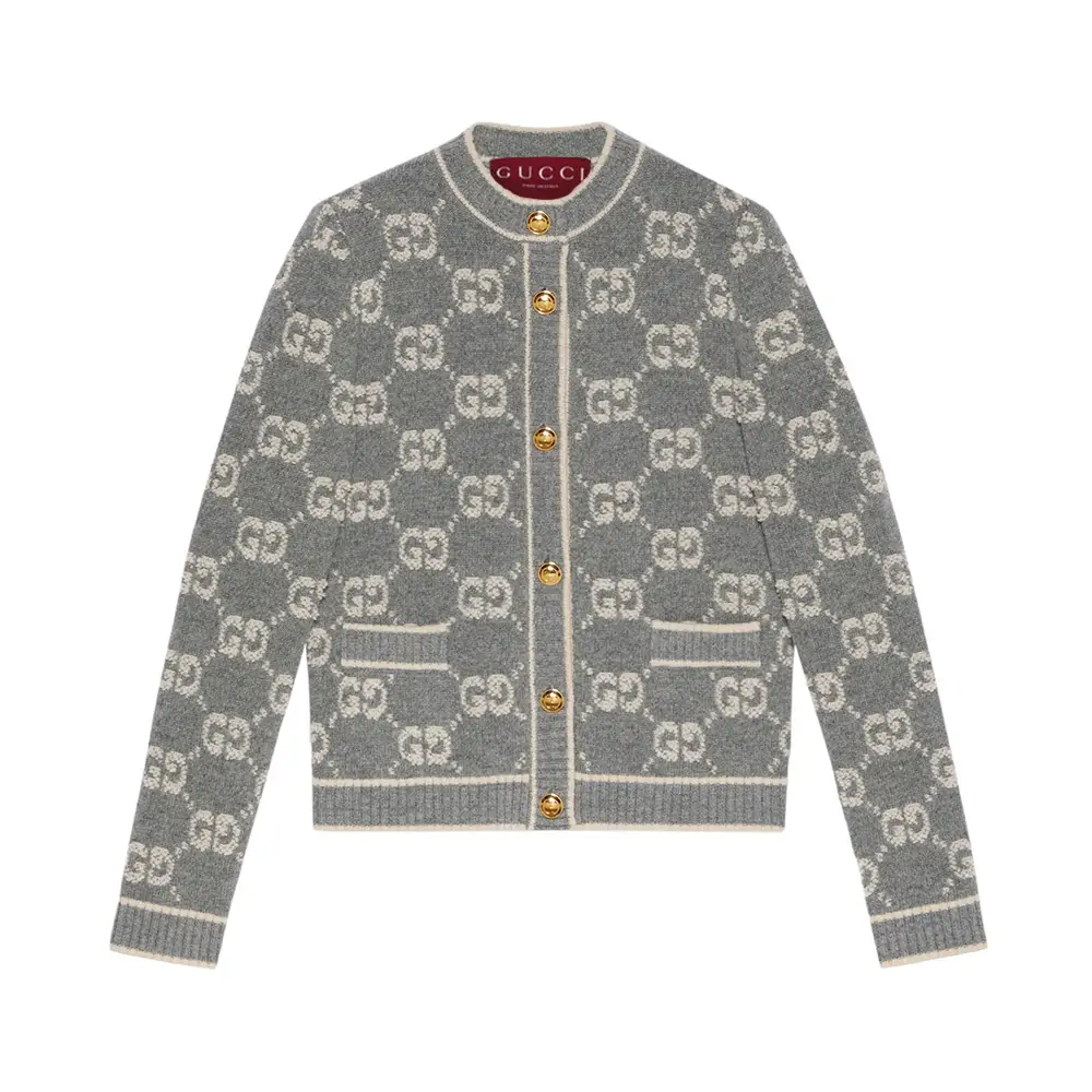 Gucci GG Wool Boucle Jacquard Cardigan Black –