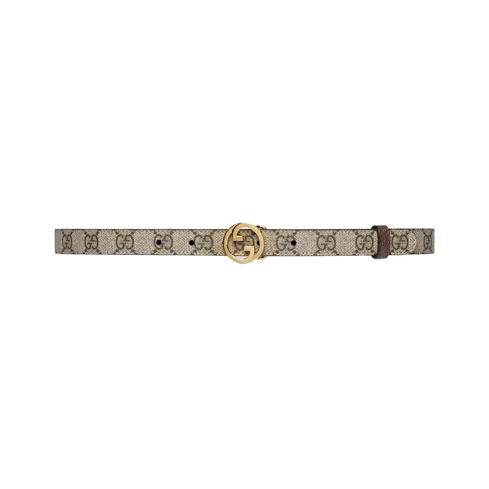 Gucci Blondie Supreme Canvas Thin Belt 20mm Beige and Ebony  display picture 3