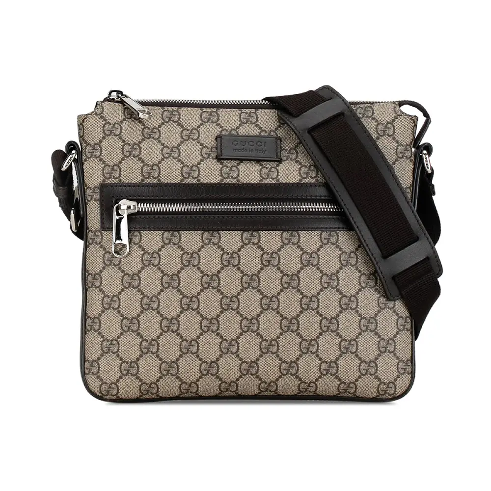 Gucci GG Supreme Canvas Small Messenger Bag Leather Black –