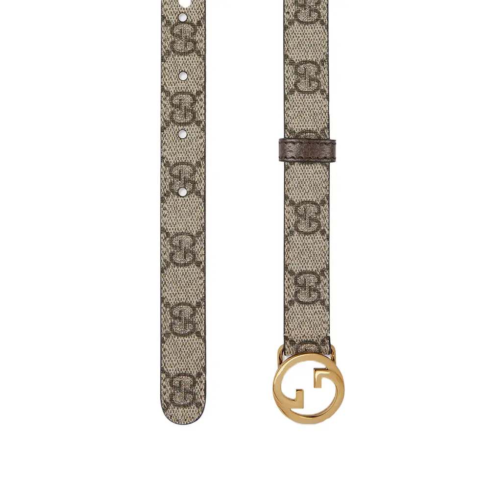 Gucci Blondie Supreme Canvas Thin Belt 20mm Beige and Ebony  display picture 1