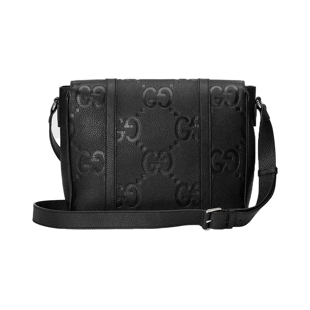 Gucci Jumbo GG Embossed Medium Messenger Bag Black –