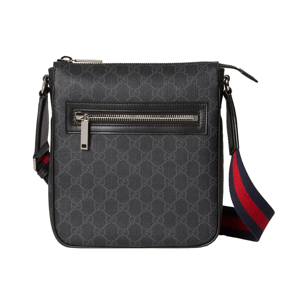 GG Supreme Canvas Coated Microfiber Messenger Bag Black