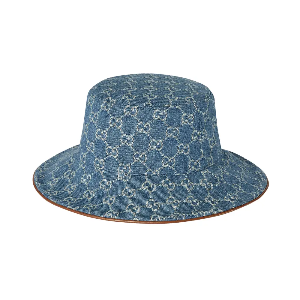 Gucci GG Denim Bucket Hat with Horsebit Light Blue –