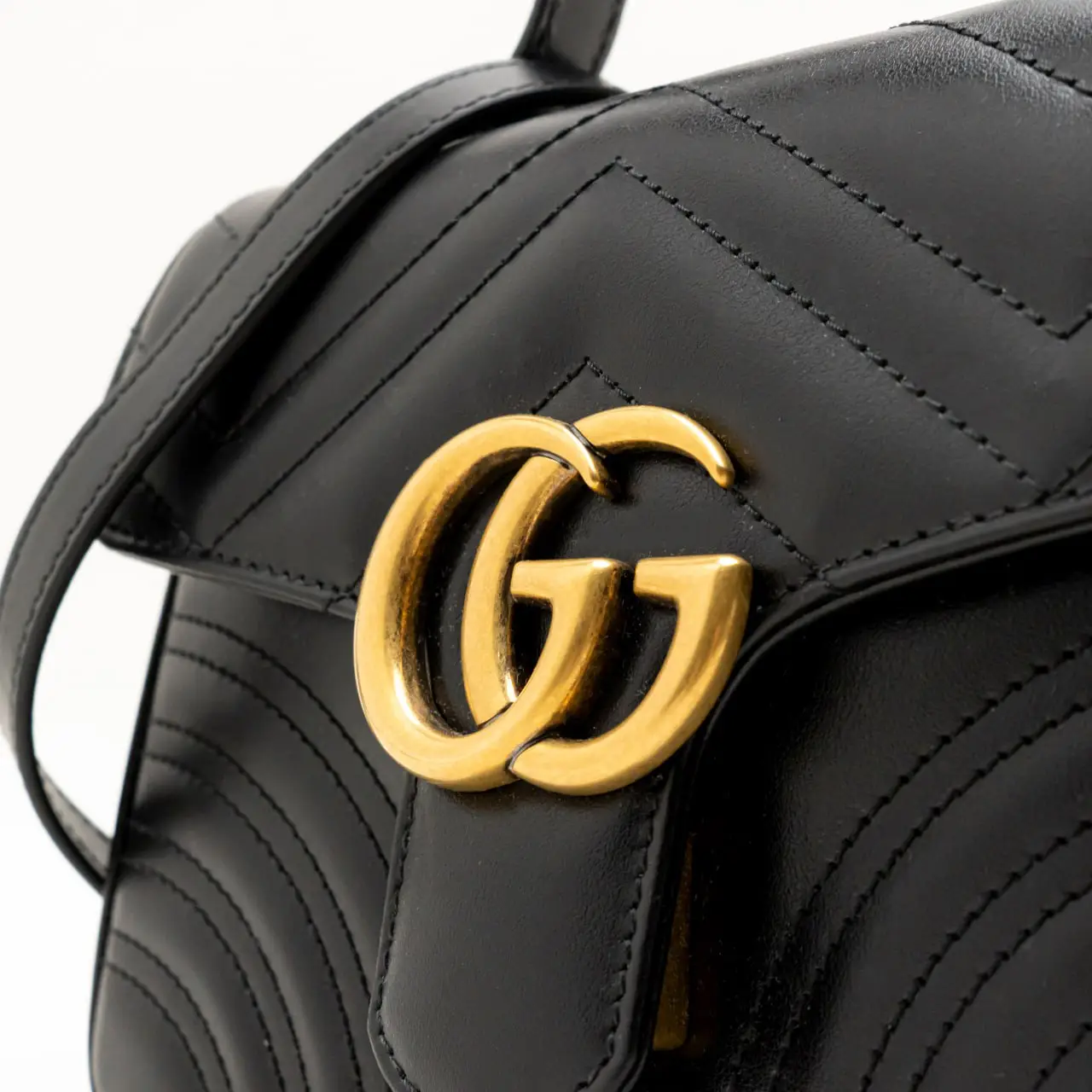 GG Marmont Small Top Handle Bag Black Ghw
