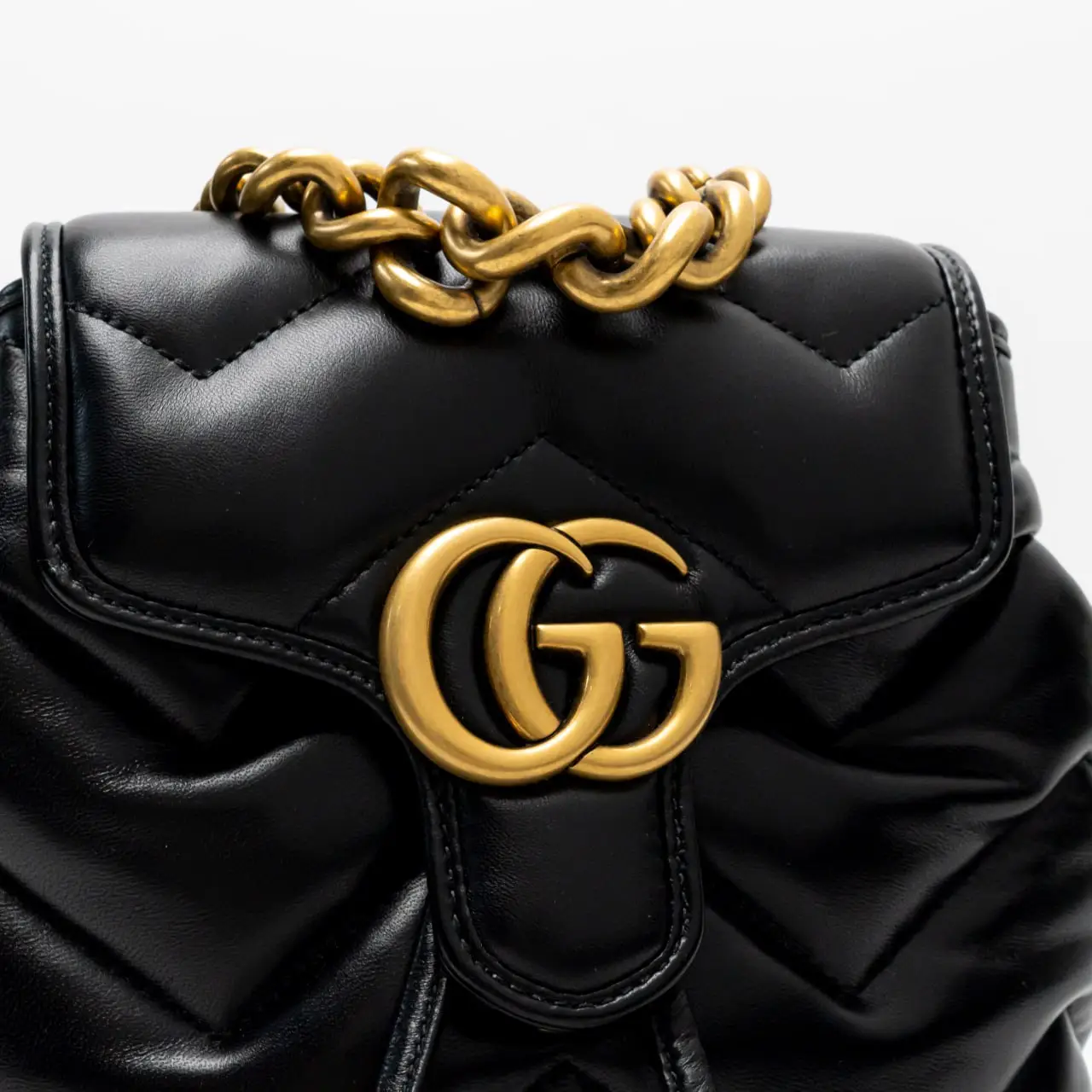 Gucci GG Marmont Mini Matelassé Chevron Backpack Black 