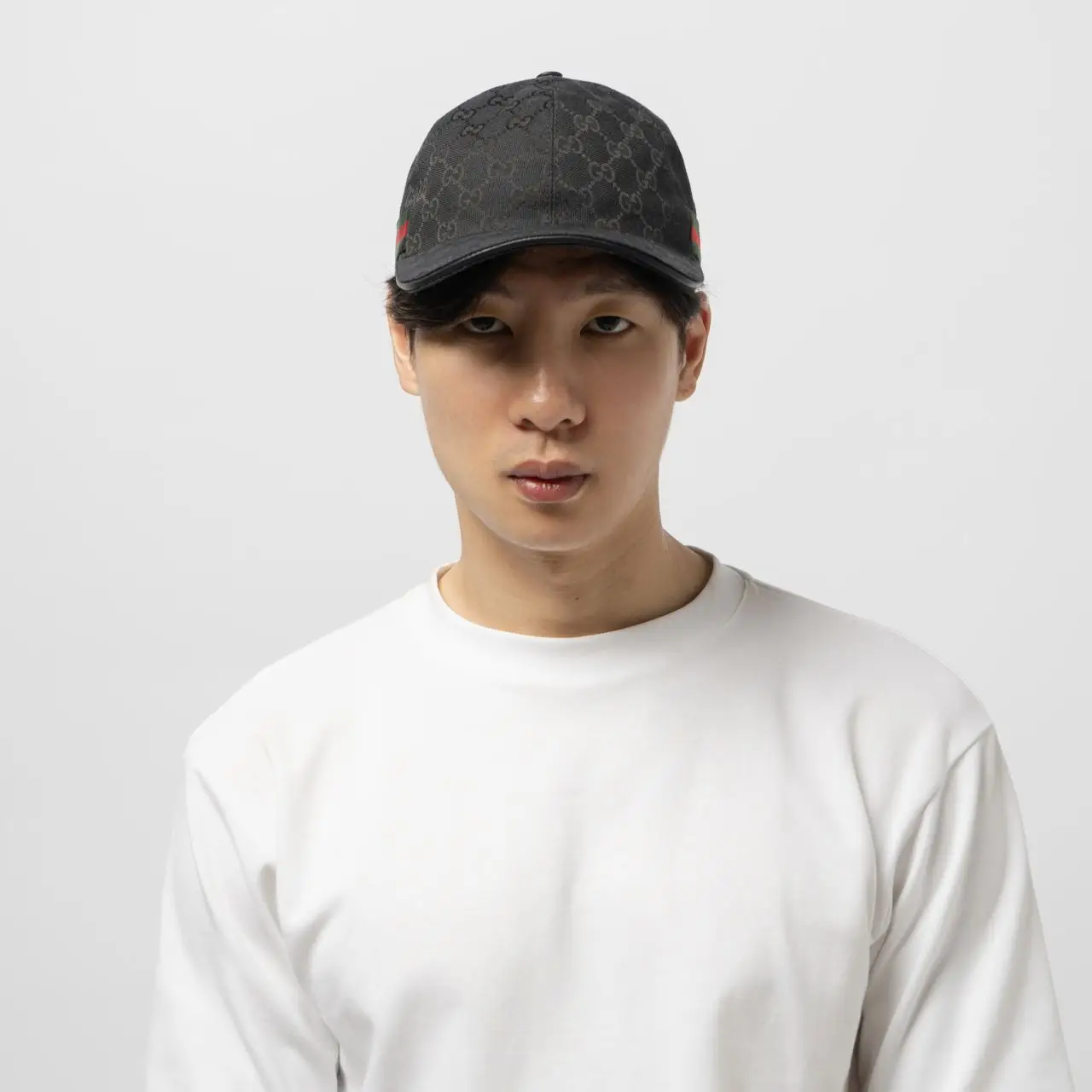 Gucci Original GG Canvas Baseball Hat with Red Green Stripe 