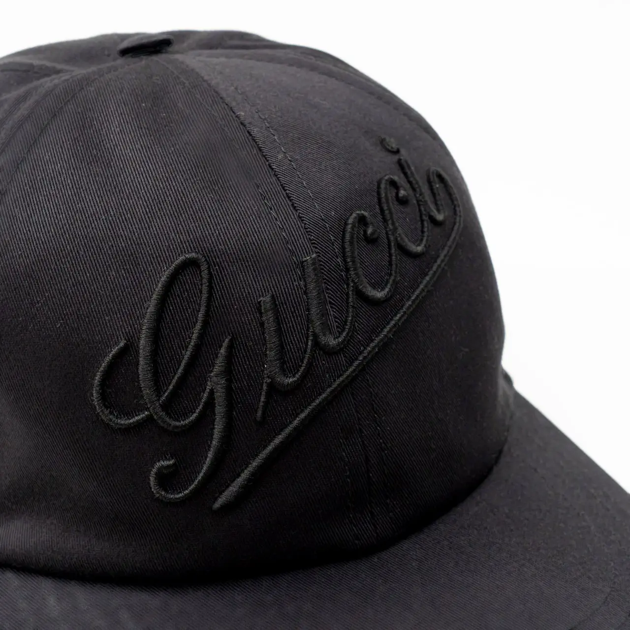 Gucci Signature Logo Embroidered Cotton Baseball Hat Black  display picture 1