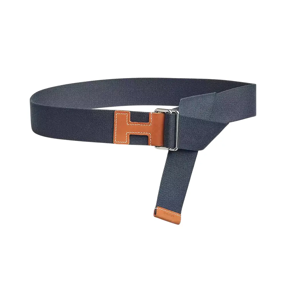 Hermès Nomad Belt 40mm Textile Strap Natural / Bleu Marine  display picture 2