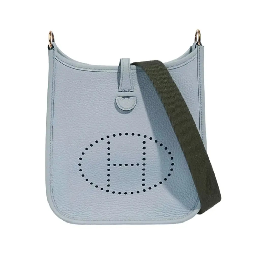 Mini Evelyne Blue Pale Clemence Ghw W with Gris Etain Strap