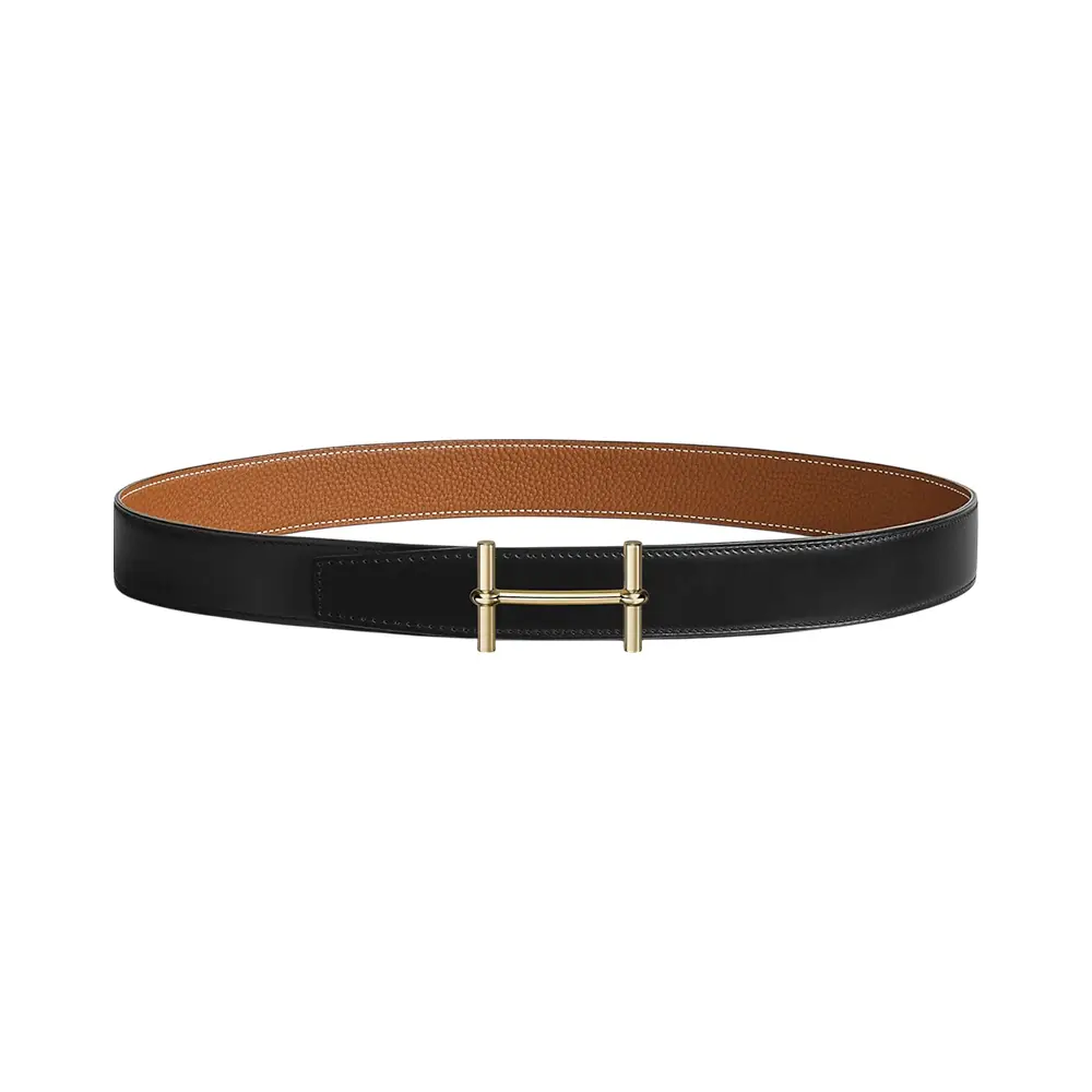 Hermes Box Calf Togo Hd\'ancre Reversible 38 Belt Black Gold 90 Hermes H Belt Box/Togo 32mm Noir/Gold in Leather with Gold  main image 4