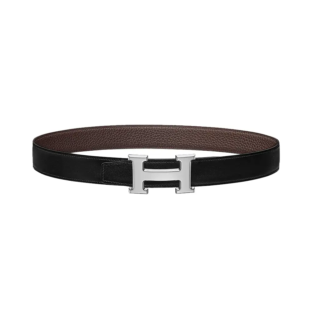 Hermès Reversible 32MM Belt Strap - Noir & Chocolat Box Leather (No Buckle) Hermes [154] Noir/Chocolat Veau Box/Togo Reversible Leather  main image 3