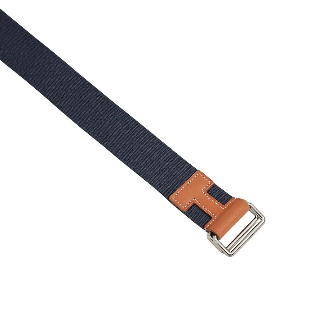 Hermès Nomad Belt 40mm Textile Strap Natural / Bleu Marine  display picture 1
