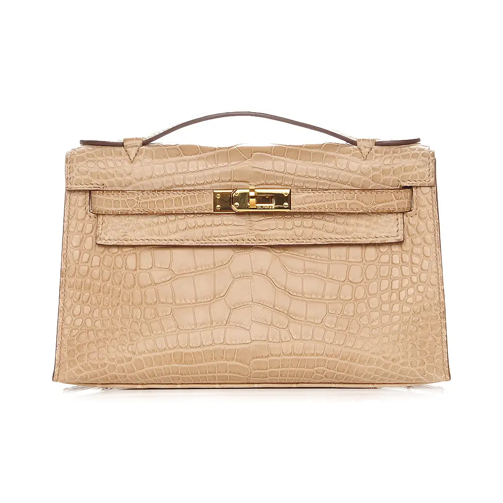 Kelly Pochette Chai Matte Alligator Ghw