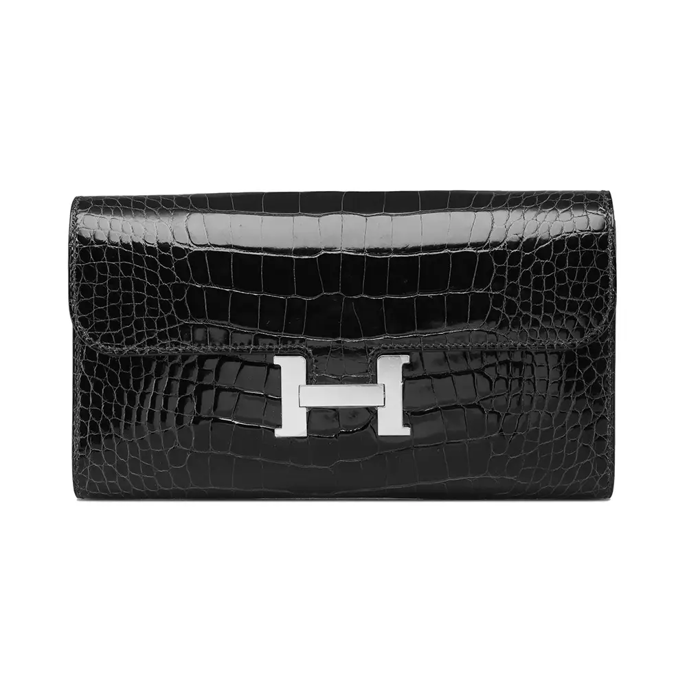 Hermès Constance To Go Wallet Alligator Mississippi Black Phw